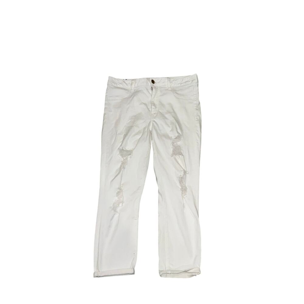 American Eagle White Denim Hi-Rise Jegging Crop Size 14